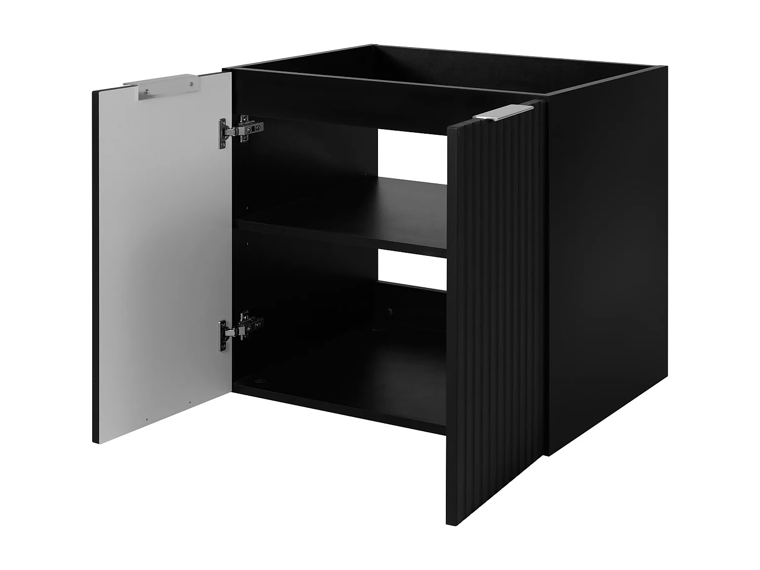 Waschbeckunterschrank, Schwarz, Silberne Griffe, 60 x 57 x 46 cm