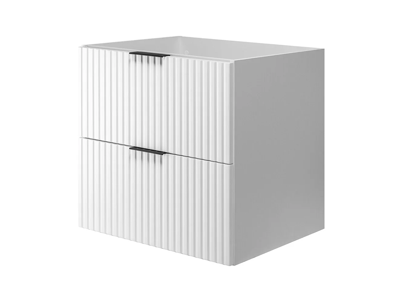 Meuble vasque, Blanc, 60 x 57 x 46 cm, poignée noire, sans plateau