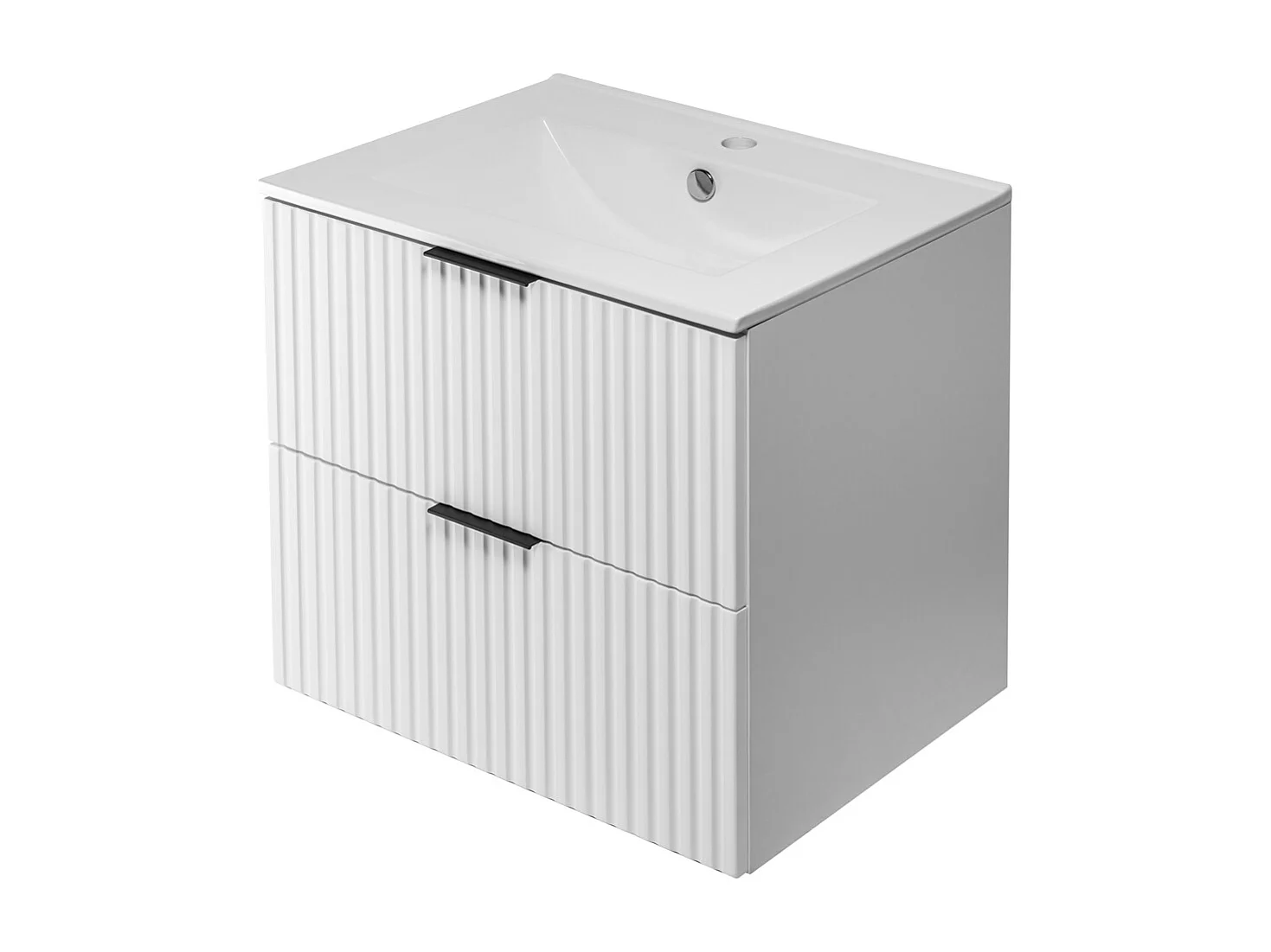 Meuble vasque, Blanc, 60 x 57 x 46 cm, poignée noire, sans plateau