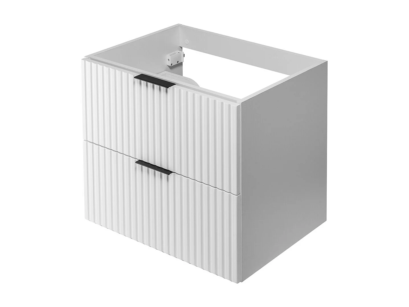 Meuble vasque, Blanc, 60 x 57 x 46 cm, poignée noire, sans plateau