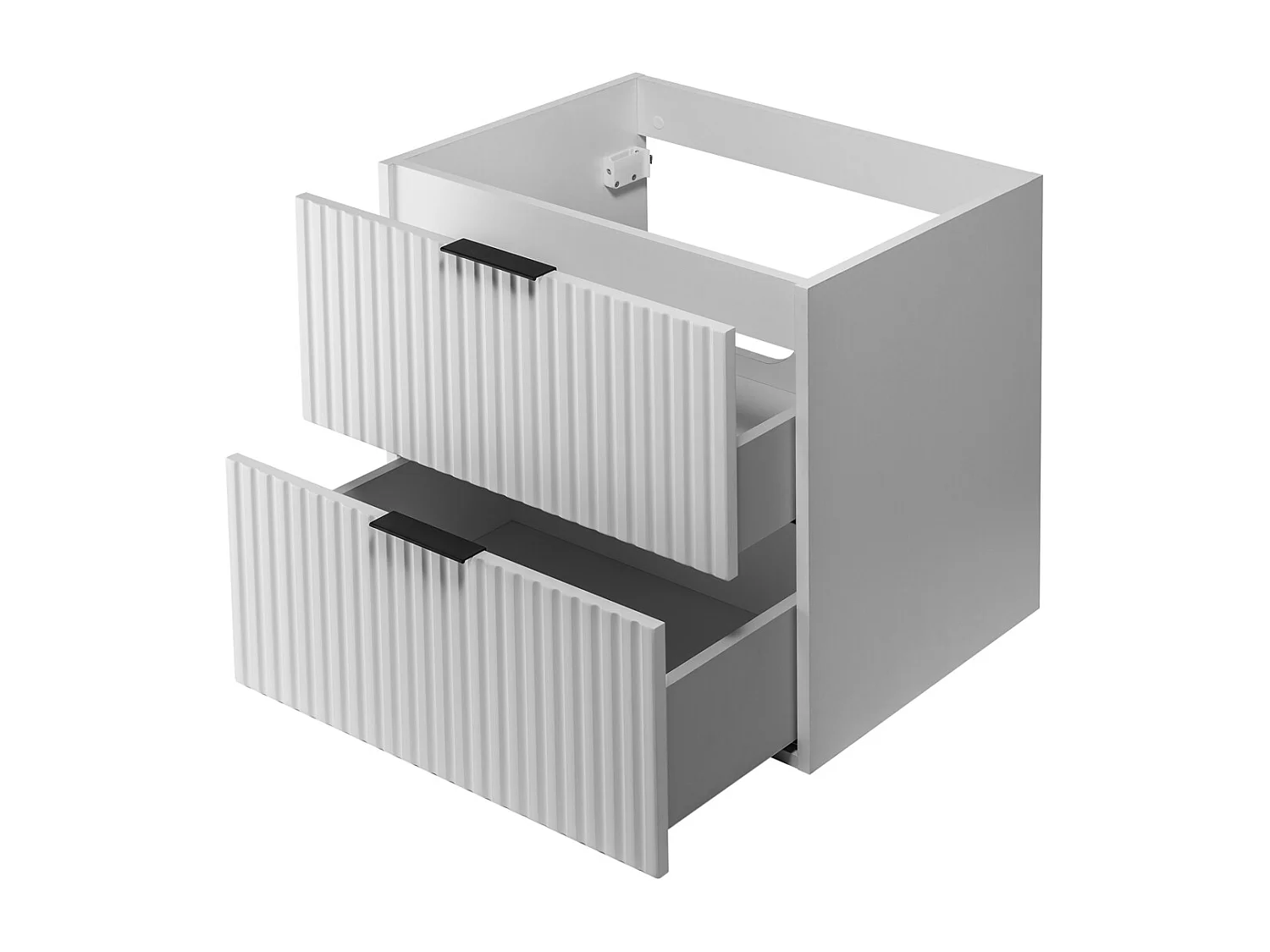 Mueble de lavabo, Blanco, 60 x 57 x 46 cm, tirador negro, sin encimera