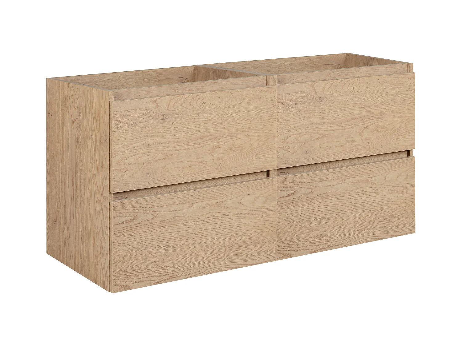 Meuble de salle de bain 120 cm (2 X 60), Couleur : Chêne Clair, 120 x 57 x 46 cm, sans plan de travail