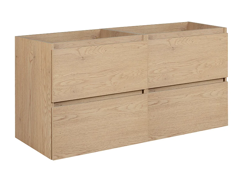 Meuble de salle de bain 120 cm (2 X 60), Couleur : Chêne Clair, 120 x 46 x 60,7 cm, sans plan de travail