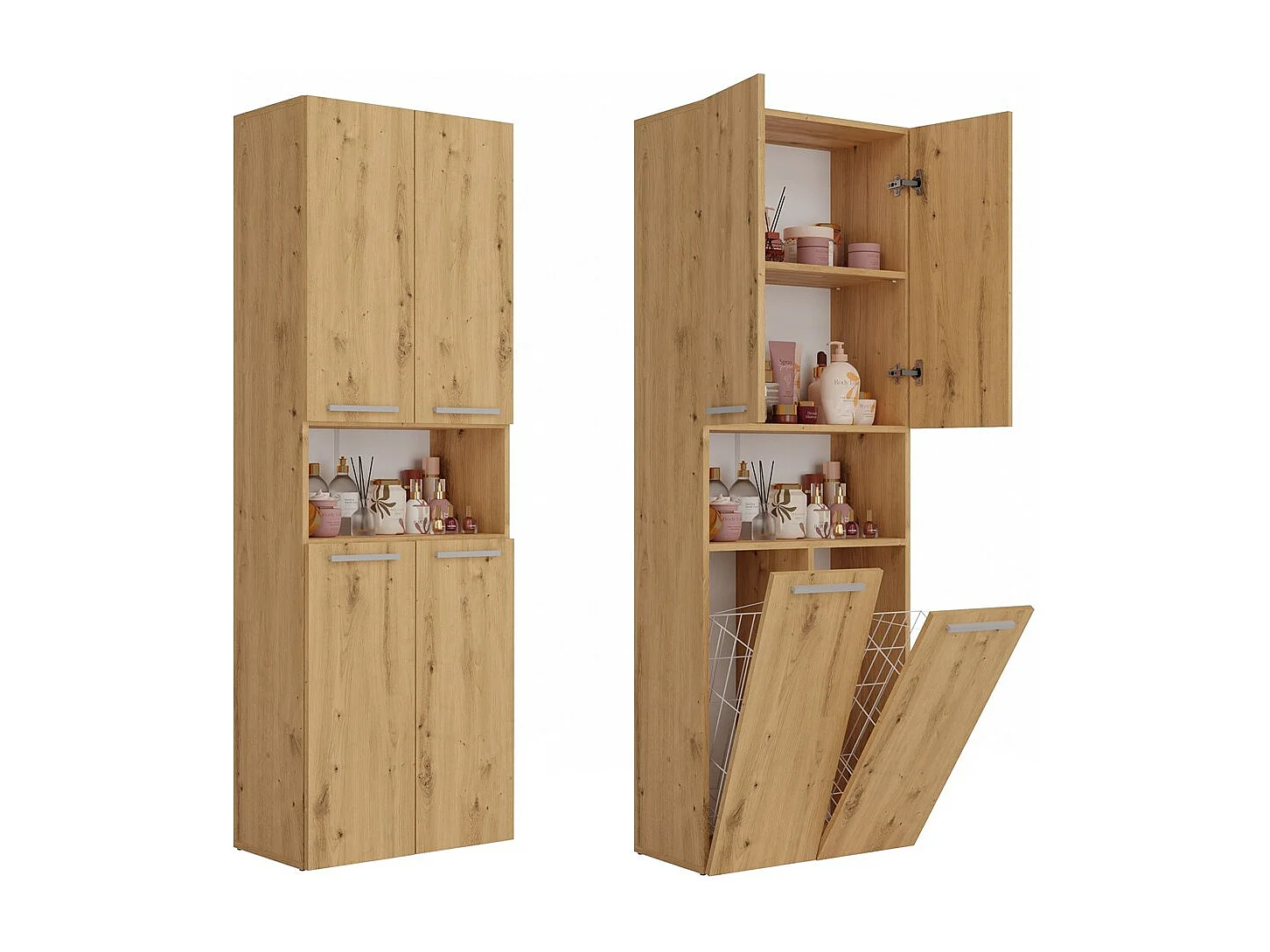 Meuble salle de bain, 174 x 30 x 60 cm, Chêne Artisan