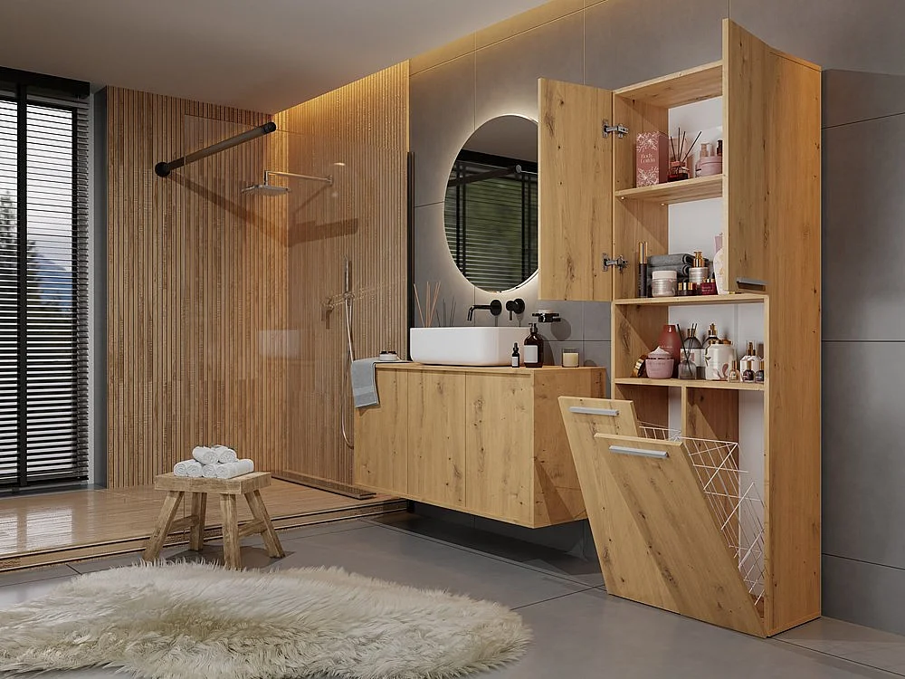 Meuble salle de bain, 174 x 30 x 60 cm, Chêne Artisan