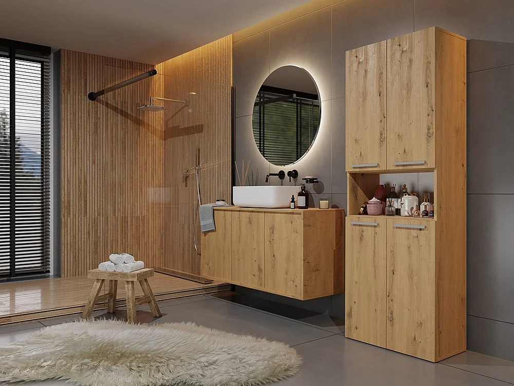 Meuble salle de bain, 174 x 30 x 60 cm, Chêne Artisan