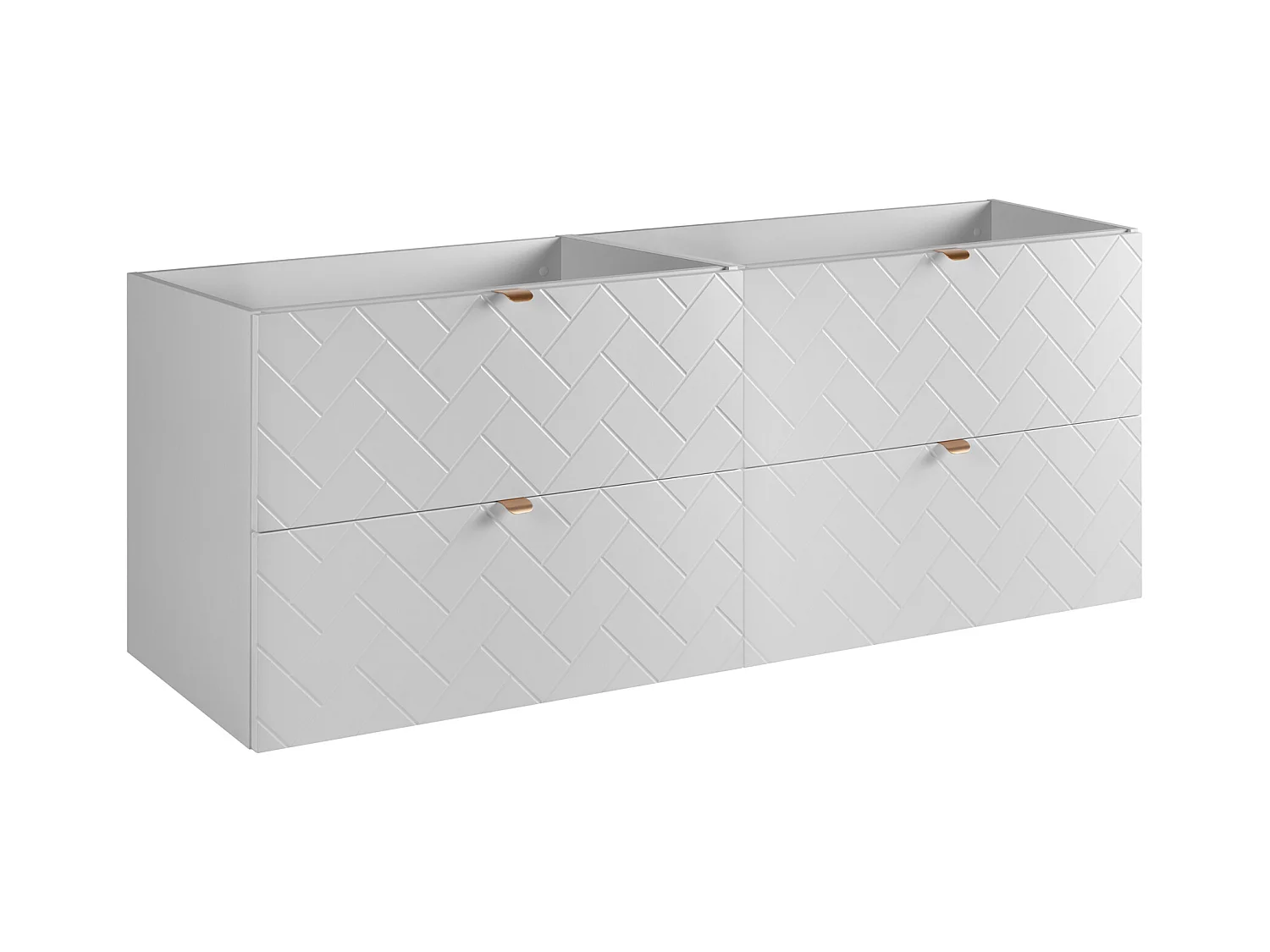 Meuble de salle de bain, Blanc Mat, 160 x 57 x 46 cm, poignées dorées