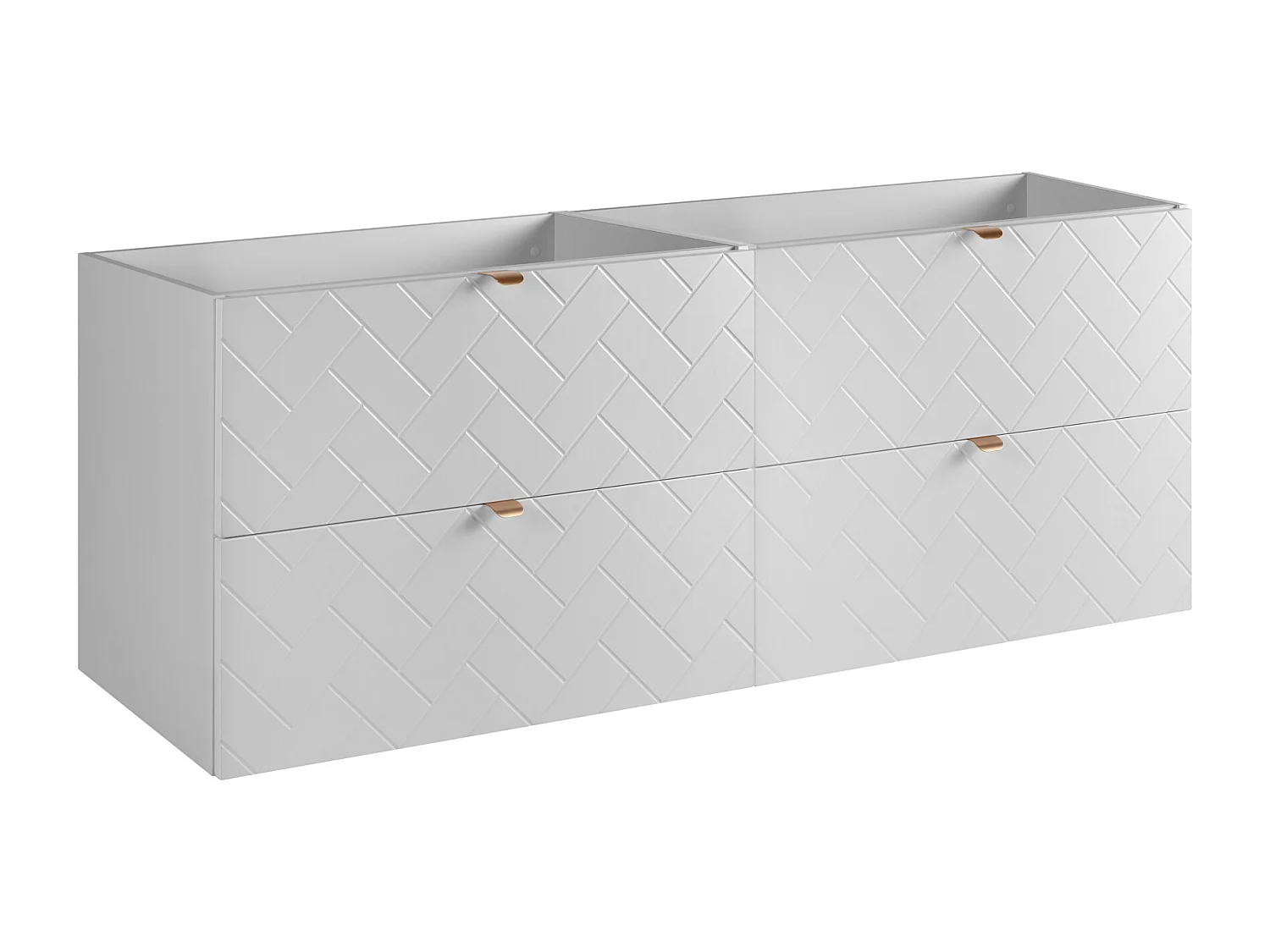 Meuble de salle de bain, Blanc Mat, 160 x 57 x 46 cm, poignées dorées