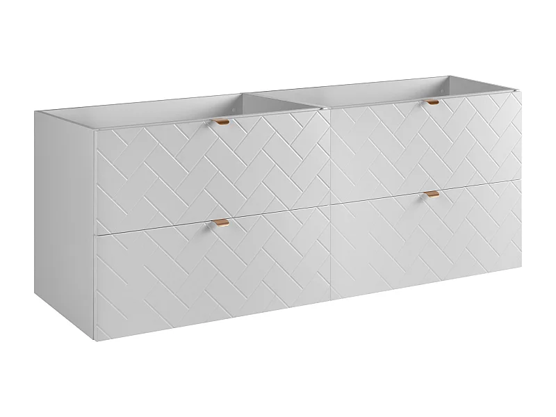 Meuble de salle de bain, Blanc Mat, 160 x 57 x 46 cm, poignées dorées