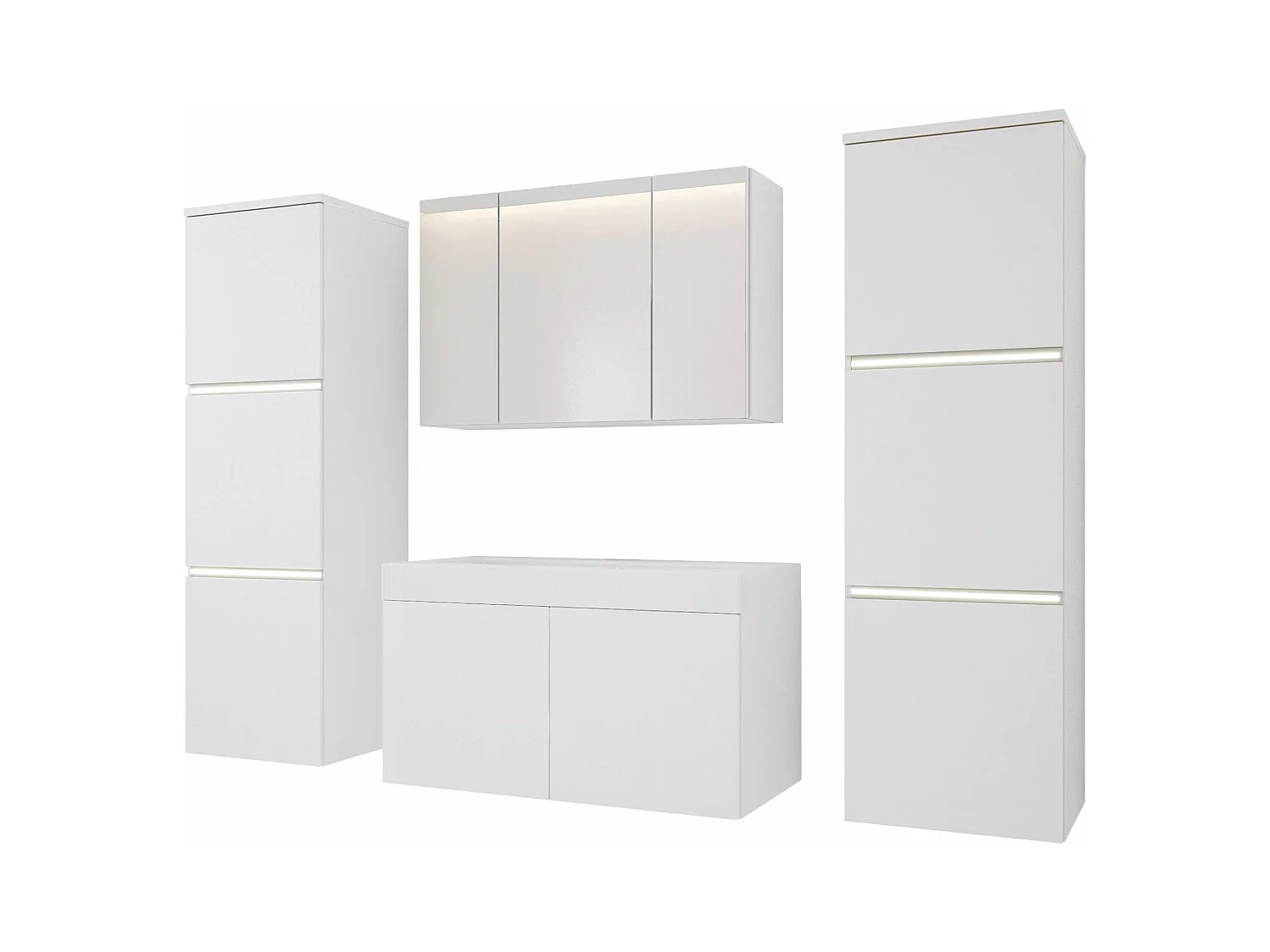 Ensemble meuble salle de bain, Blanc Mat, 160 x 130 cm
