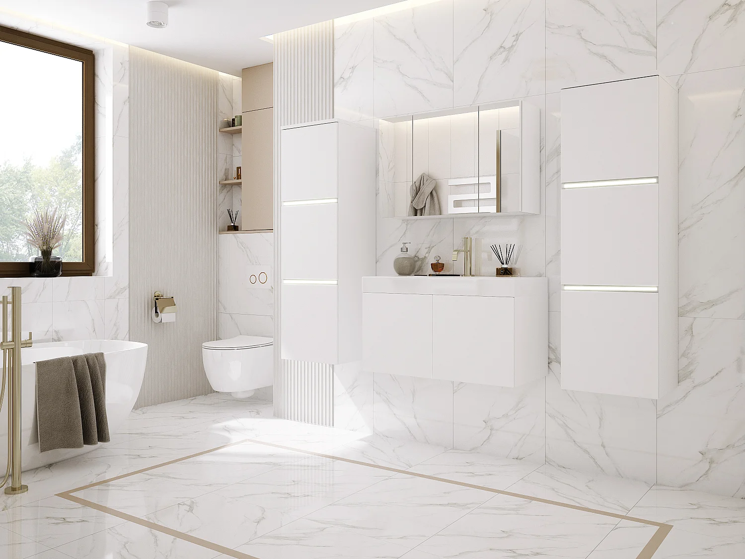 Ensemble meuble salle de bain, Blanc Mat, 160 x 130 cm