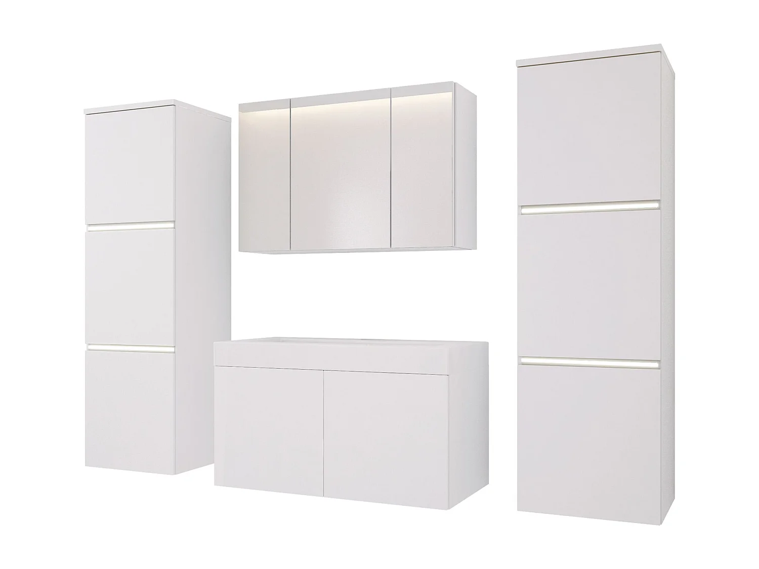 Ensemble meuble salle de bain, Blanc Mat, 160 x 130 cm