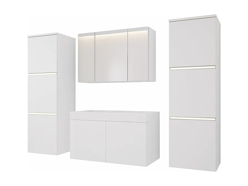 Set di mobili da bagno, bianco opaco, 160 x 130 cm