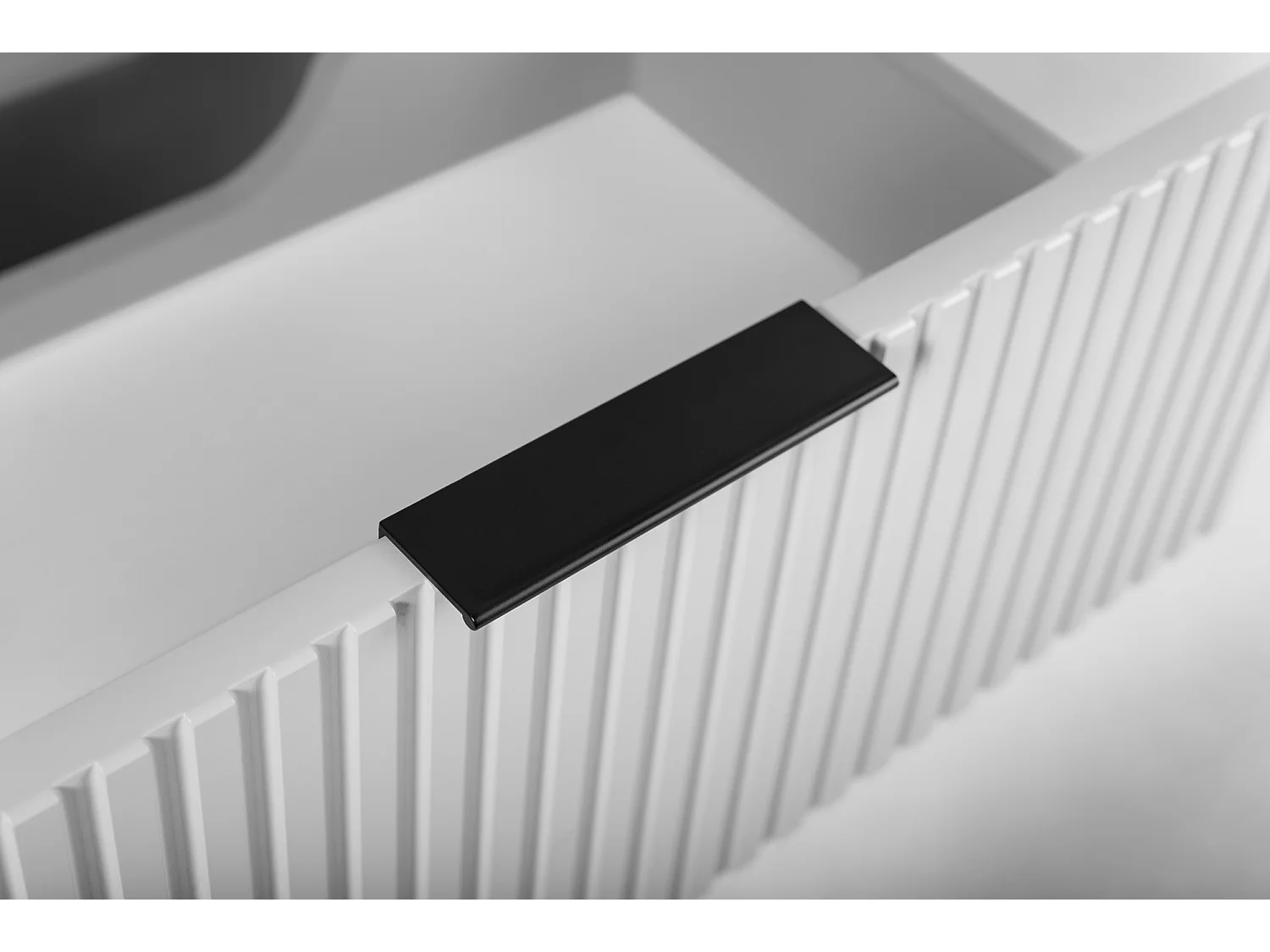 Meuble de salle de bain, Blanc Mat, poignée noire, 41,5 x 120 x 51,7 cm