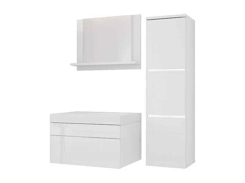 Badezimmermöbel-Set, Mattweiß, Hochglanzweiß, 90 x 110 cm
