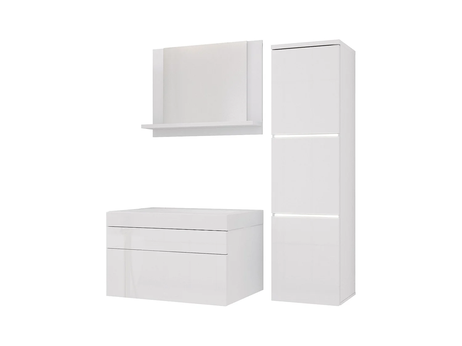 Conjunto de móveis de banheiro, Branco Mate, Branco Brilhante, 90 x 110 cm