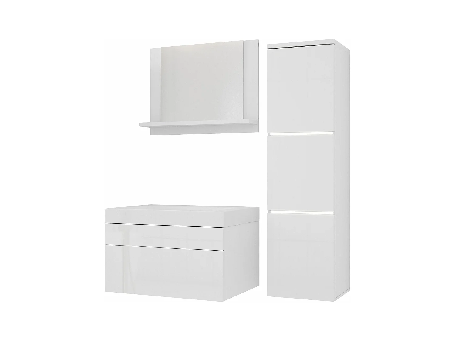 Conjunto de móveis de banheiro, Branco Mate, Branco Brilhante, 90 x 110 cm