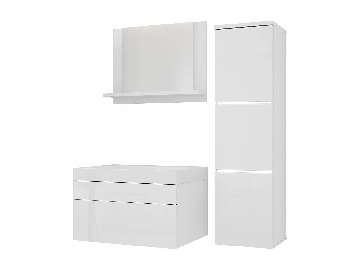 Conjunto de móveis de banheiro, Branco Mate, Branco Brilhante, 90 x 110 cm