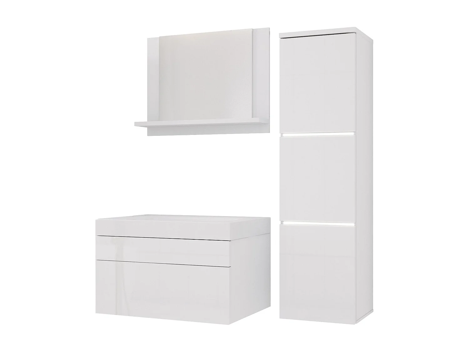 Ensemble meuble salle de bain, Blanc Mat, Blanc Brillant, 90 x 110 cm
