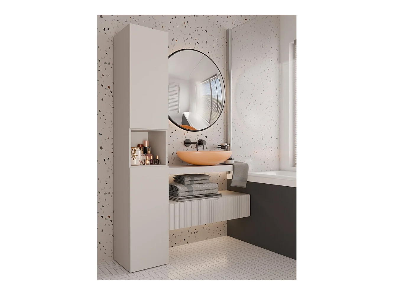 Meuble de salle de bain : Cachemire, 174 x 31 x 30cm