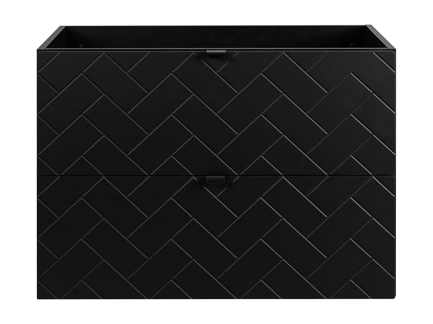 Meuble de salle de bain, Noir Mat, 80 x 57 x 46 cm, poignées noires