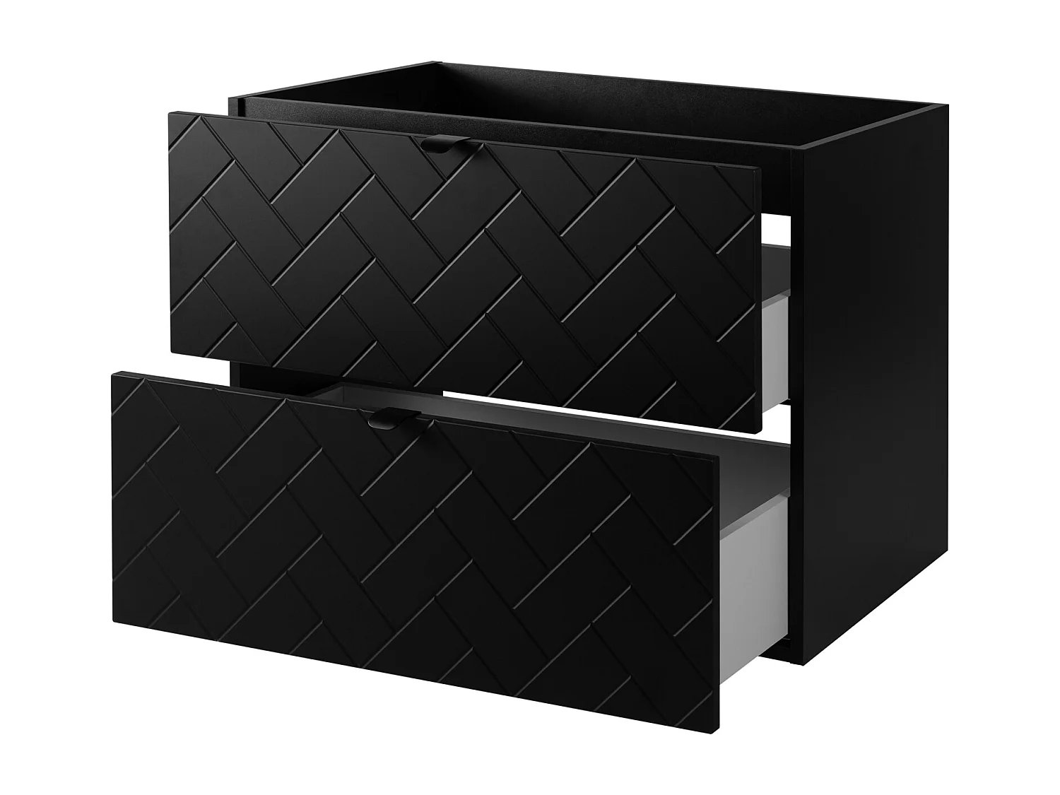 Meuble de salle de bain, Noir Mat, 80 x 57 x 46 cm, poignées noires