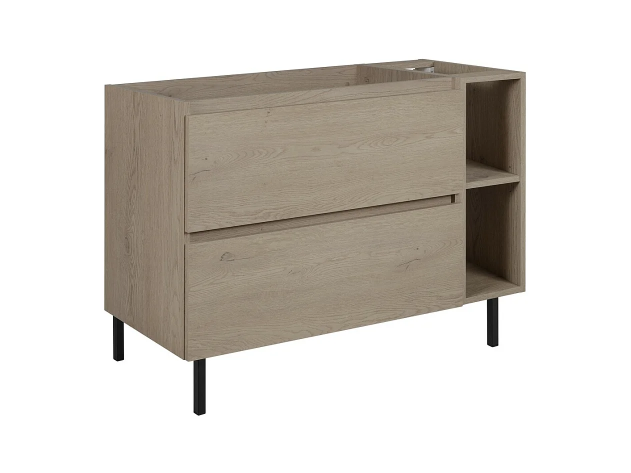 Meuble de salle de bain 100 cm (80+20), pieds, Couleur: Chêne Foncé, 100 x 77 x 46 cm, sans plan de travail