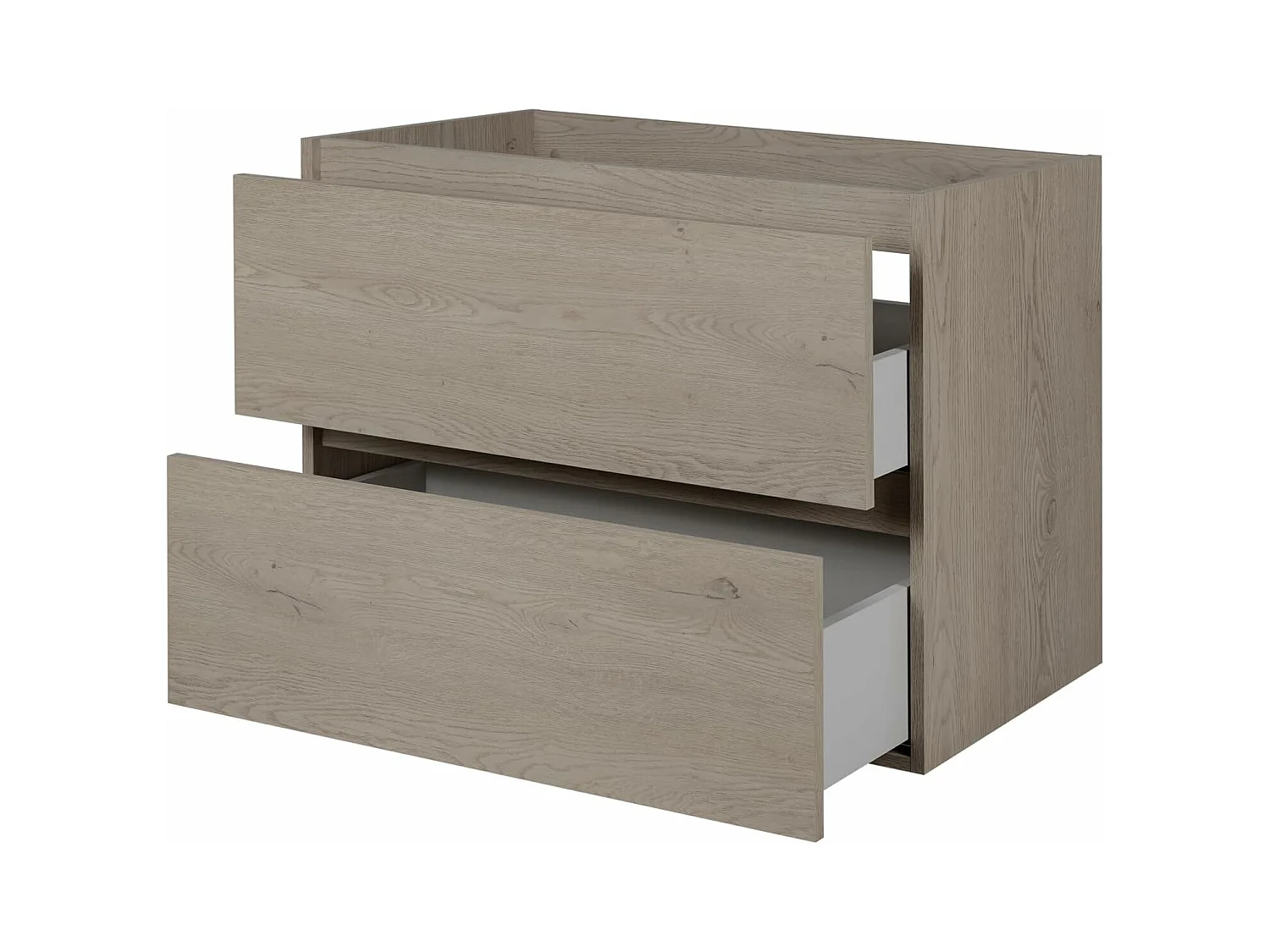 Meuble de salle de bain 100 cm (80+20), pieds, Couleur: Chêne Foncé, 100 x 77 x 46 cm, sans plan de travail