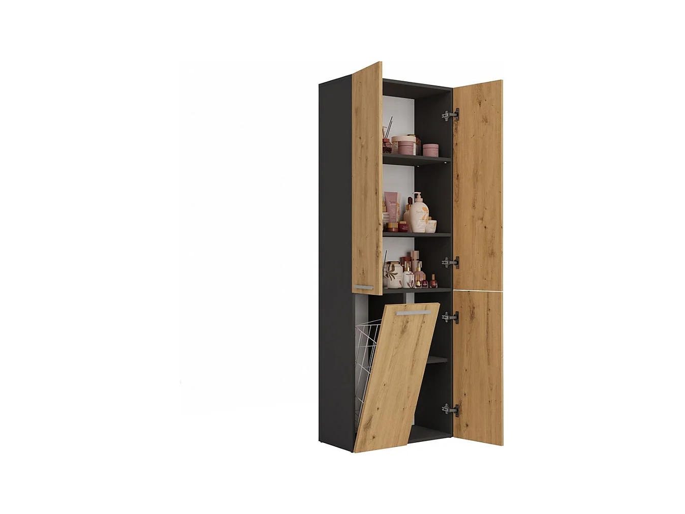Mobile da bagno, 174 x 30 x 60 cm, Antracite / Rovere Artigianale