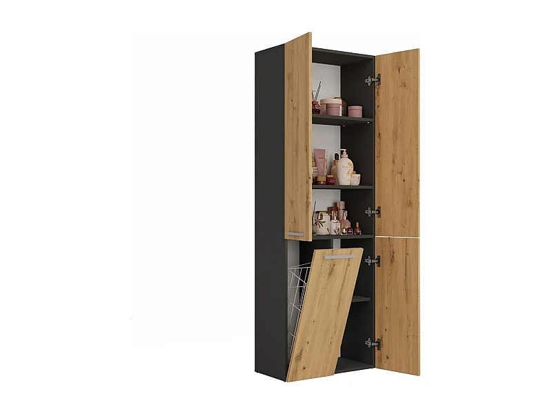 Badkamermeubel, 174 x 30 x 60 cm, Antraciet / Artisan Oak