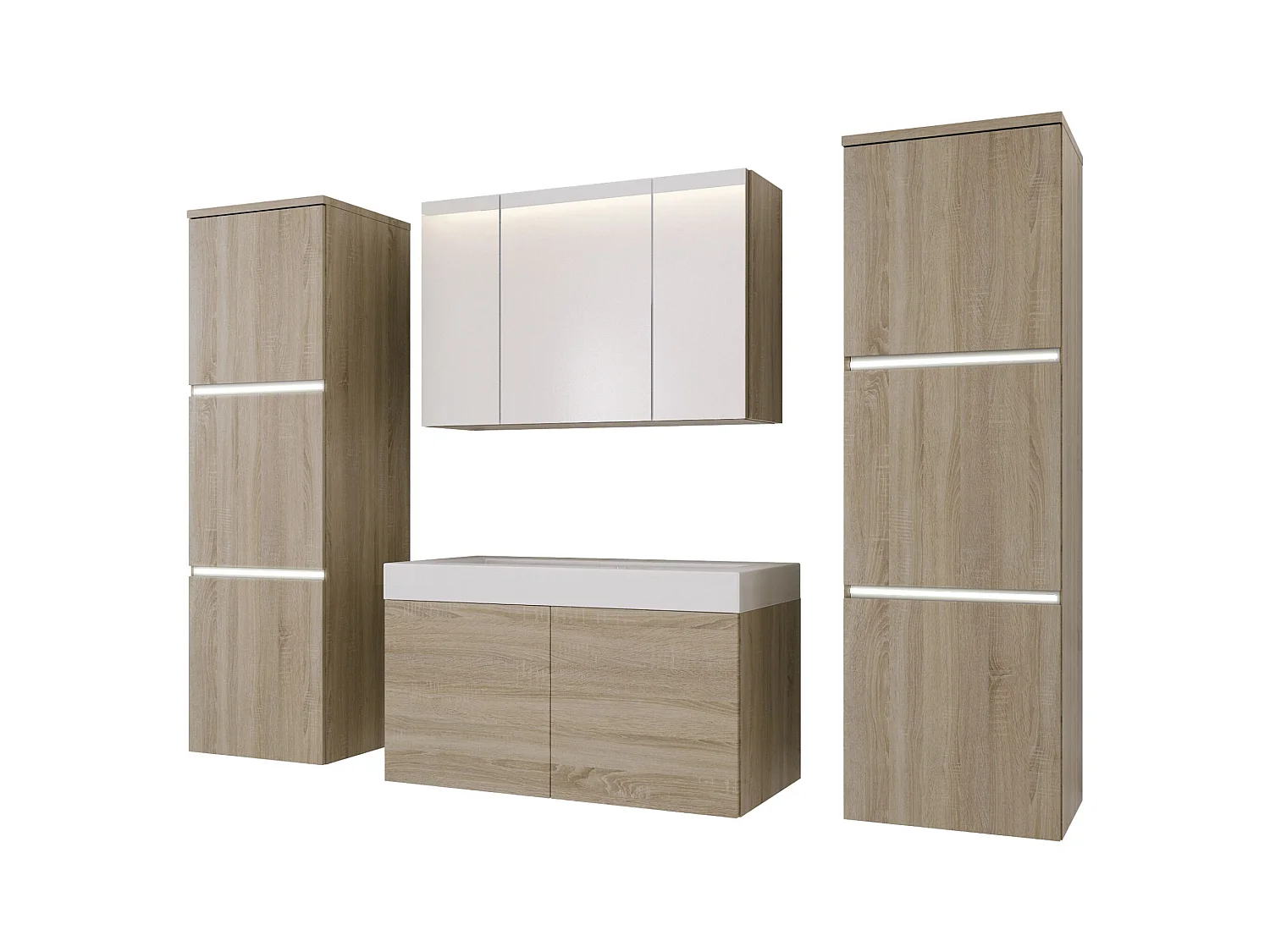 Ensemble meuble salle de bain, Sonoma Chêne, 160 x 130 cm