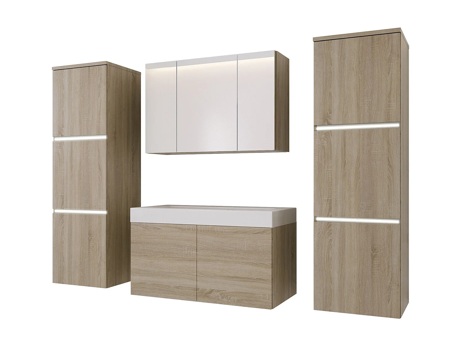 Badkamermeubelset, Sonoma Eikenhout, 160 x 130 cm