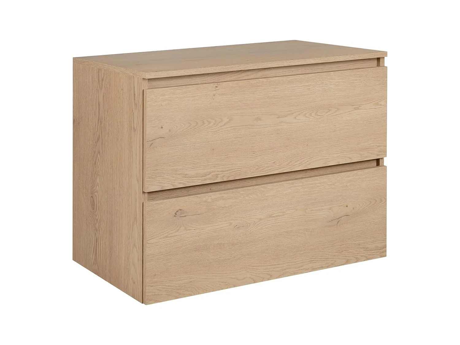 Meuble de salle de bain 80 cm avec plan de travail supérieur + pieds meuble, Couleur : Chêne Clair, 80 x 77 x 46 cm