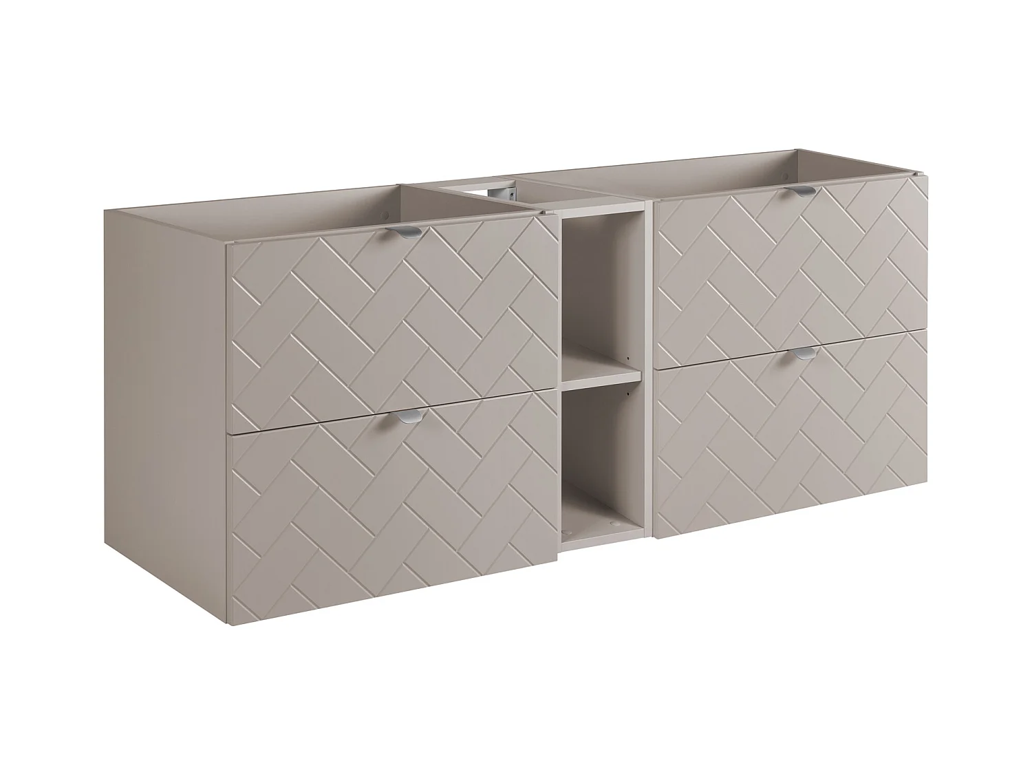 Badezimmermöbel, Kaschmir, 140 x 57 x 46 cm, silberne Griffe