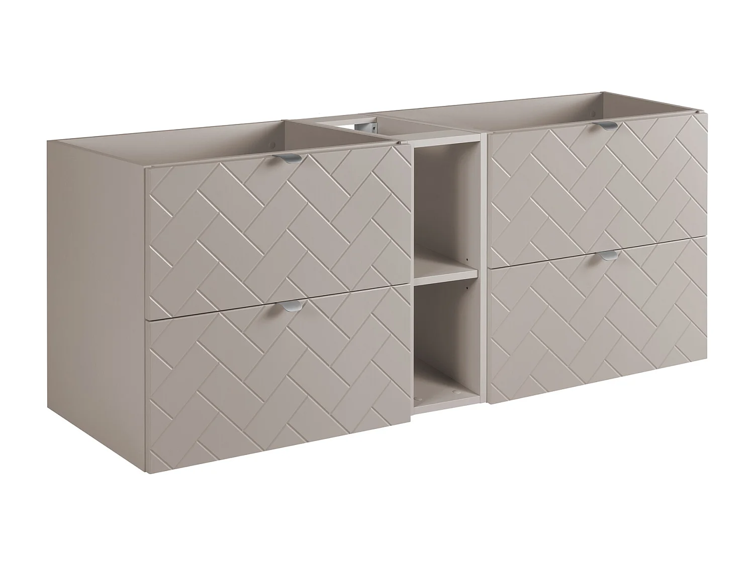 Meuble de salle de bain, Cachemire, 140 x 57 x 46 cm, poignées argentées