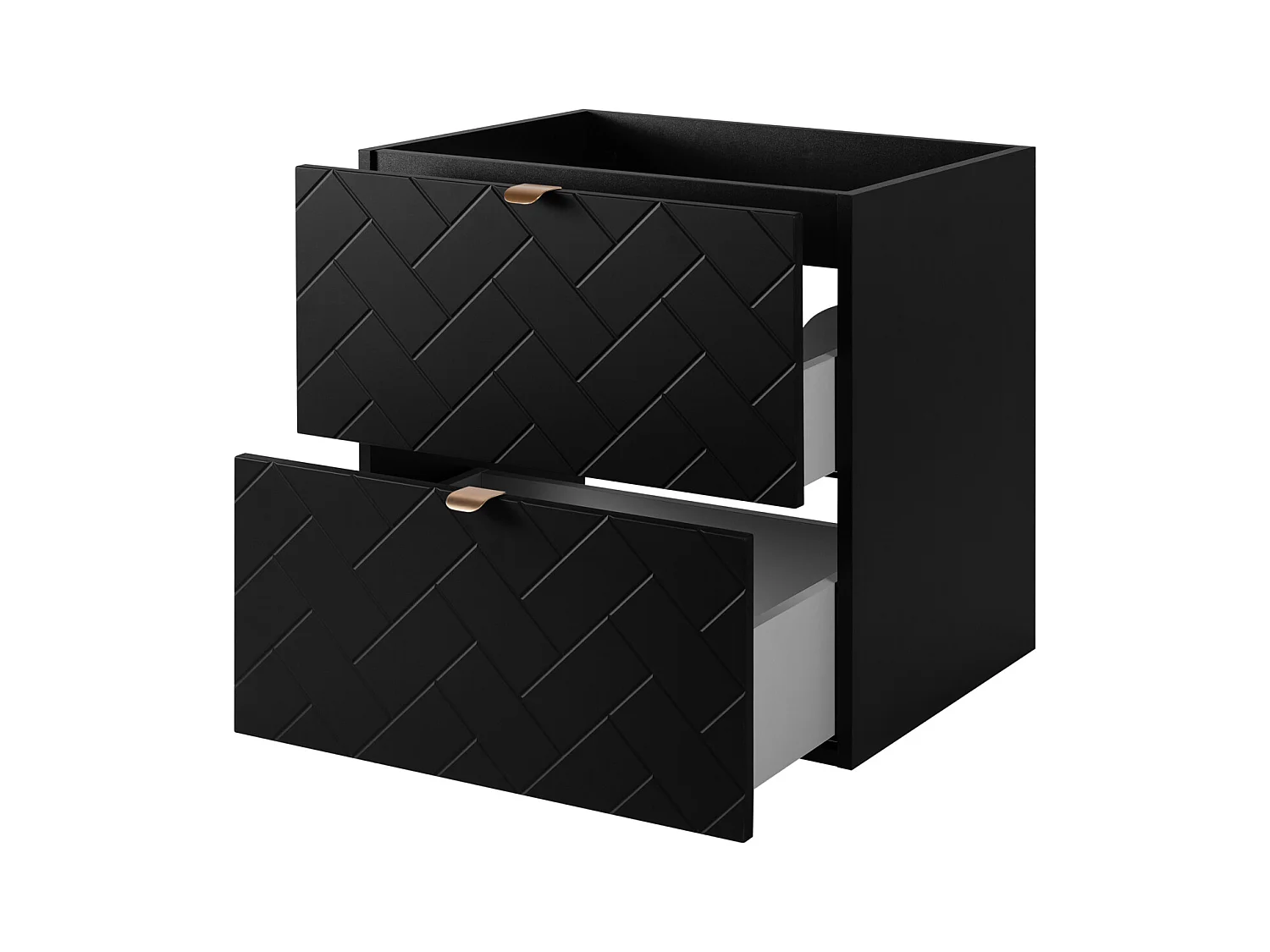 Meuble de salle de bain, Noir Mat, 60 x 57 x 46 cm, poignées dorées