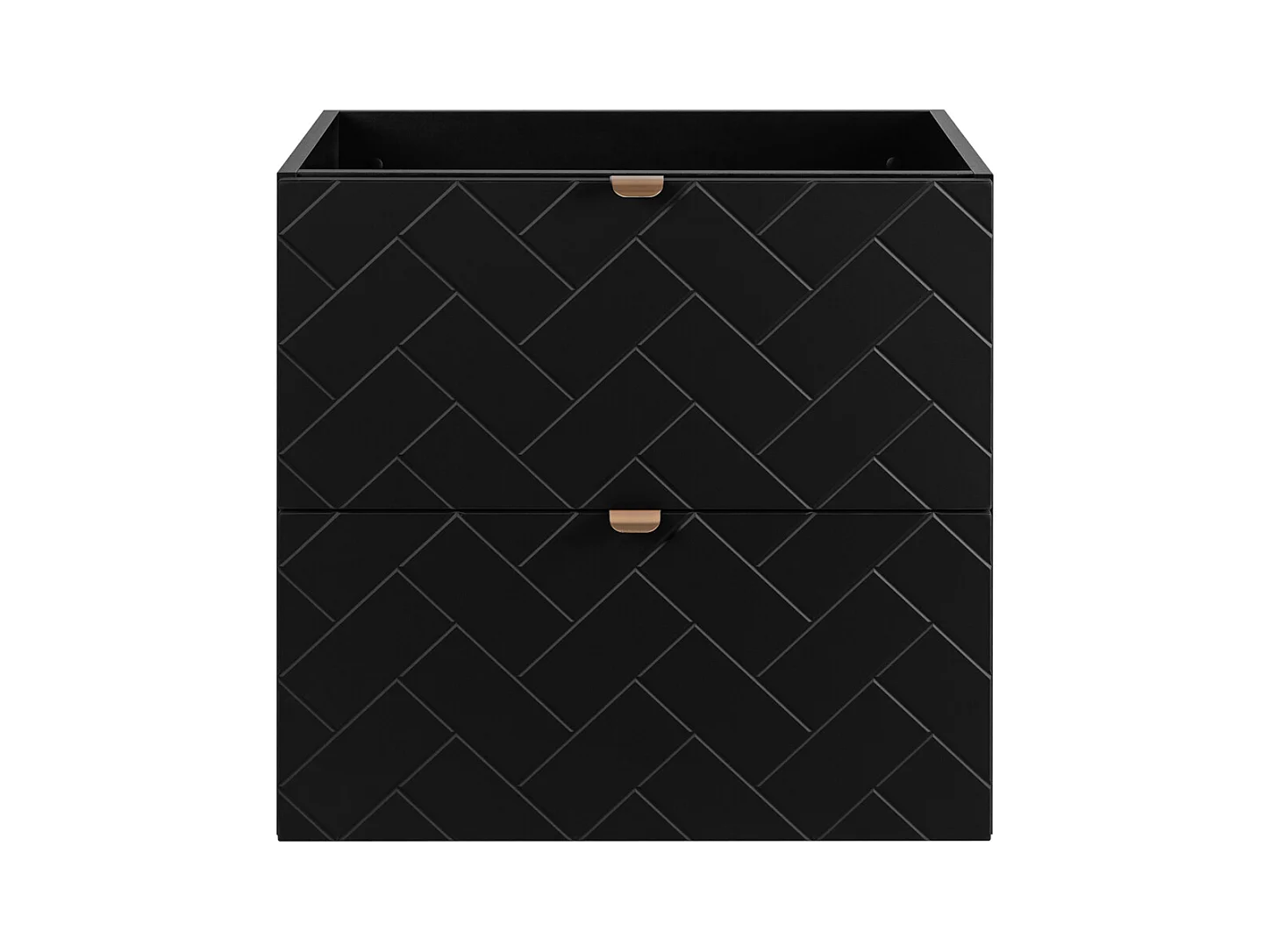 Meuble de salle de bain, Noir Mat, 60 x 57 x 46 cm, poignées dorées