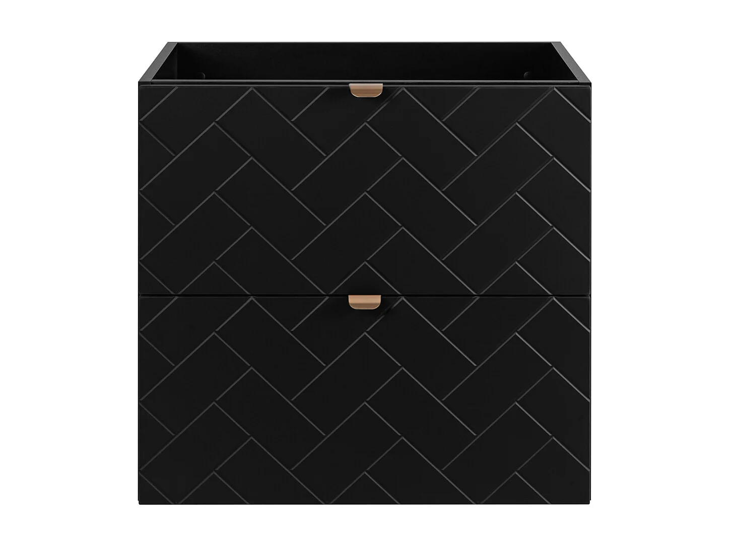 Badezimmermöbel, Mattschwarz, 60 x 57 x 46 cm, goldene Griffe