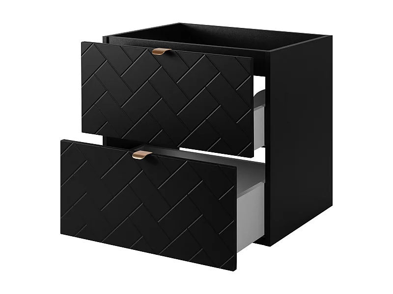 Meuble de salle de bain, Noir Mat, 60 x 57 x 46 cm, poignées dorées