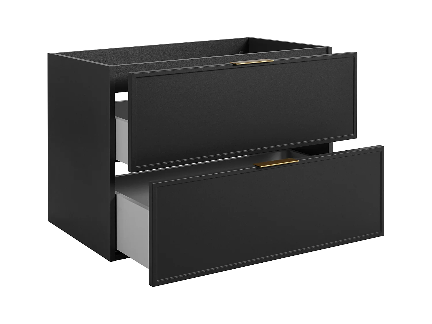 Badezimmerschrank, Dunkelgrau, goldener Griff, 46 x 80 x 57 cm