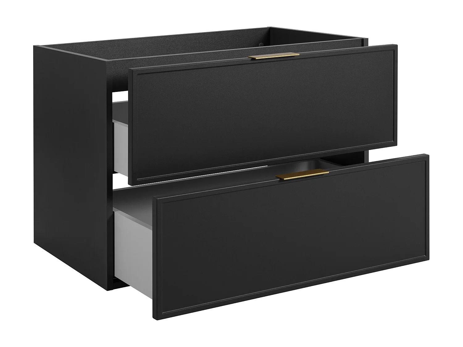 Meuble de salle de bain, Gris foncé, poignée dorée, 46 x 80 x 57 cm