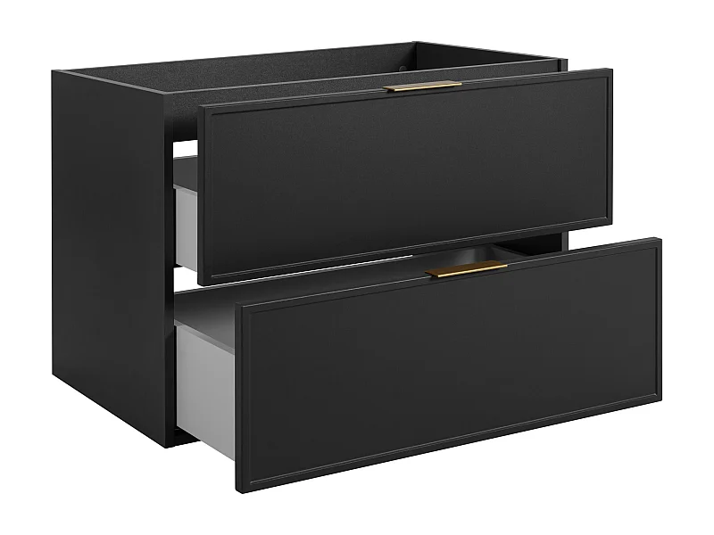 Badezimmerschrank, Dunkelgrau, goldener Griff, 46 x 80 x 57 cm