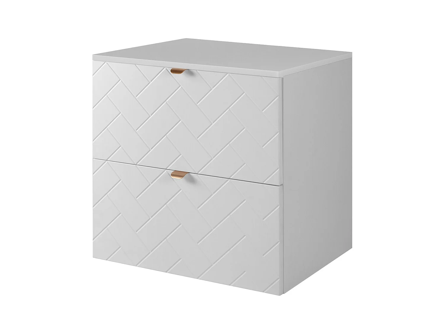 Meuble de salle de bain, Blanc Mat, 60 x 57 x 46 cm, poignées dorées