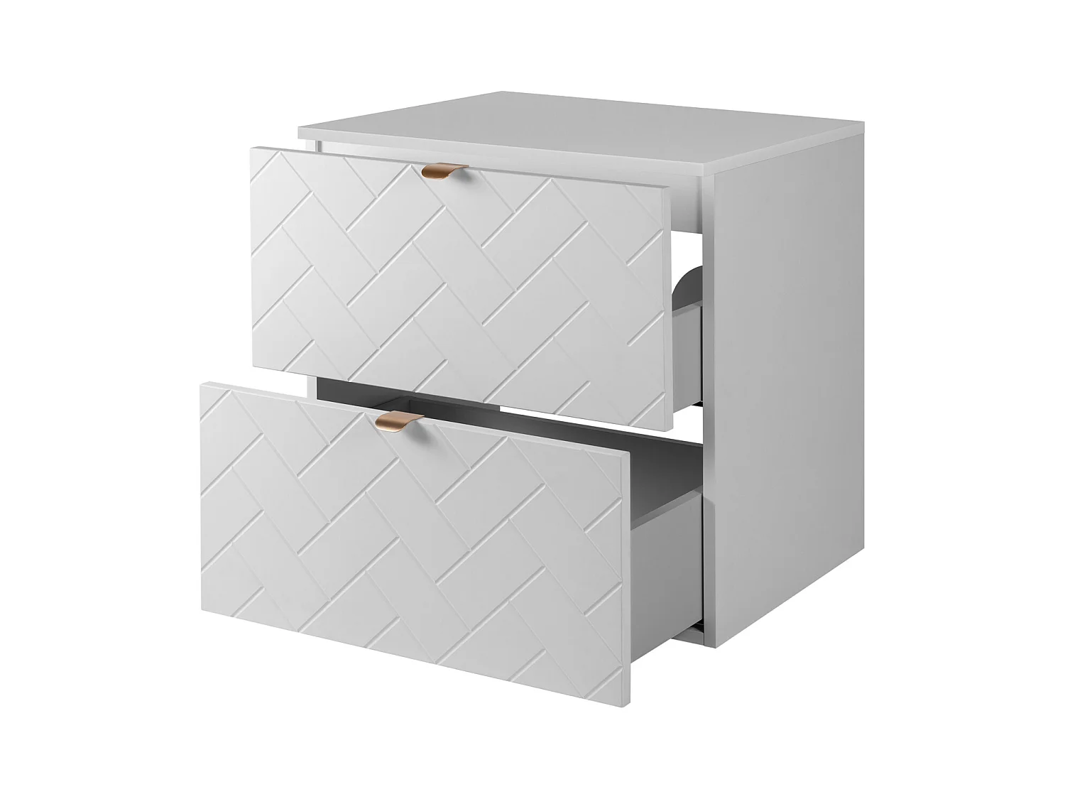 Meuble de salle de bain, Blanc Mat, 60 x 57 x 46 cm, poignées dorées