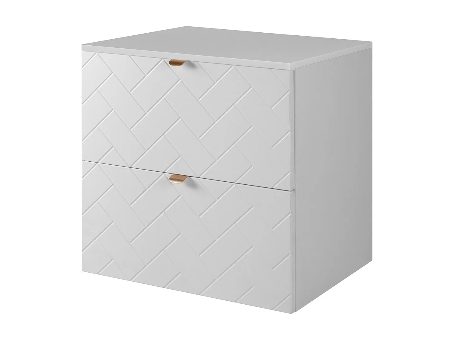 Meuble de salle de bain, Blanc Mat, 60 x 57 x 46 cm, poignées dorées