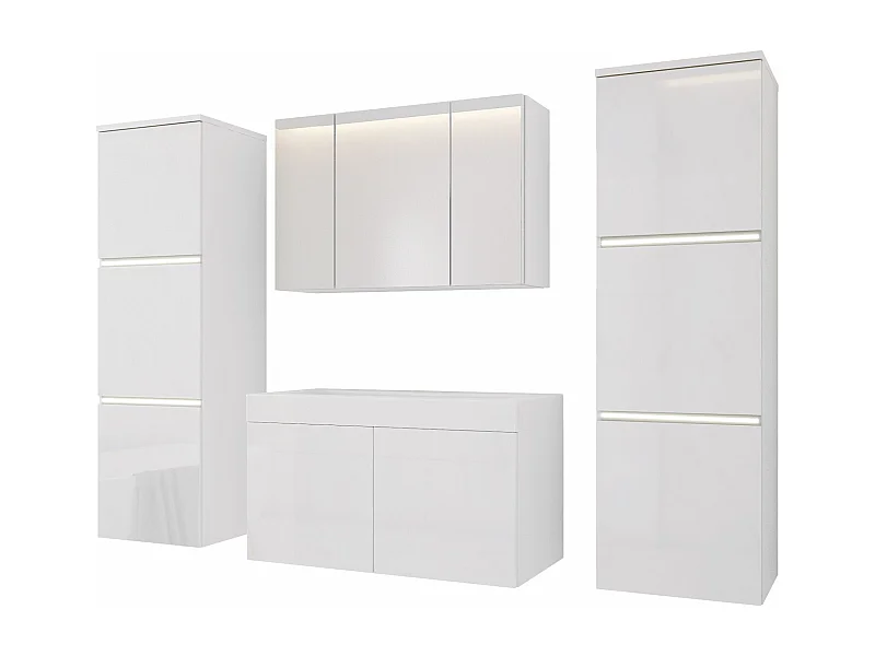 Badezimmermöbel-Set, Mattweiß, Hochglanzweiß, 160 x 130 cm