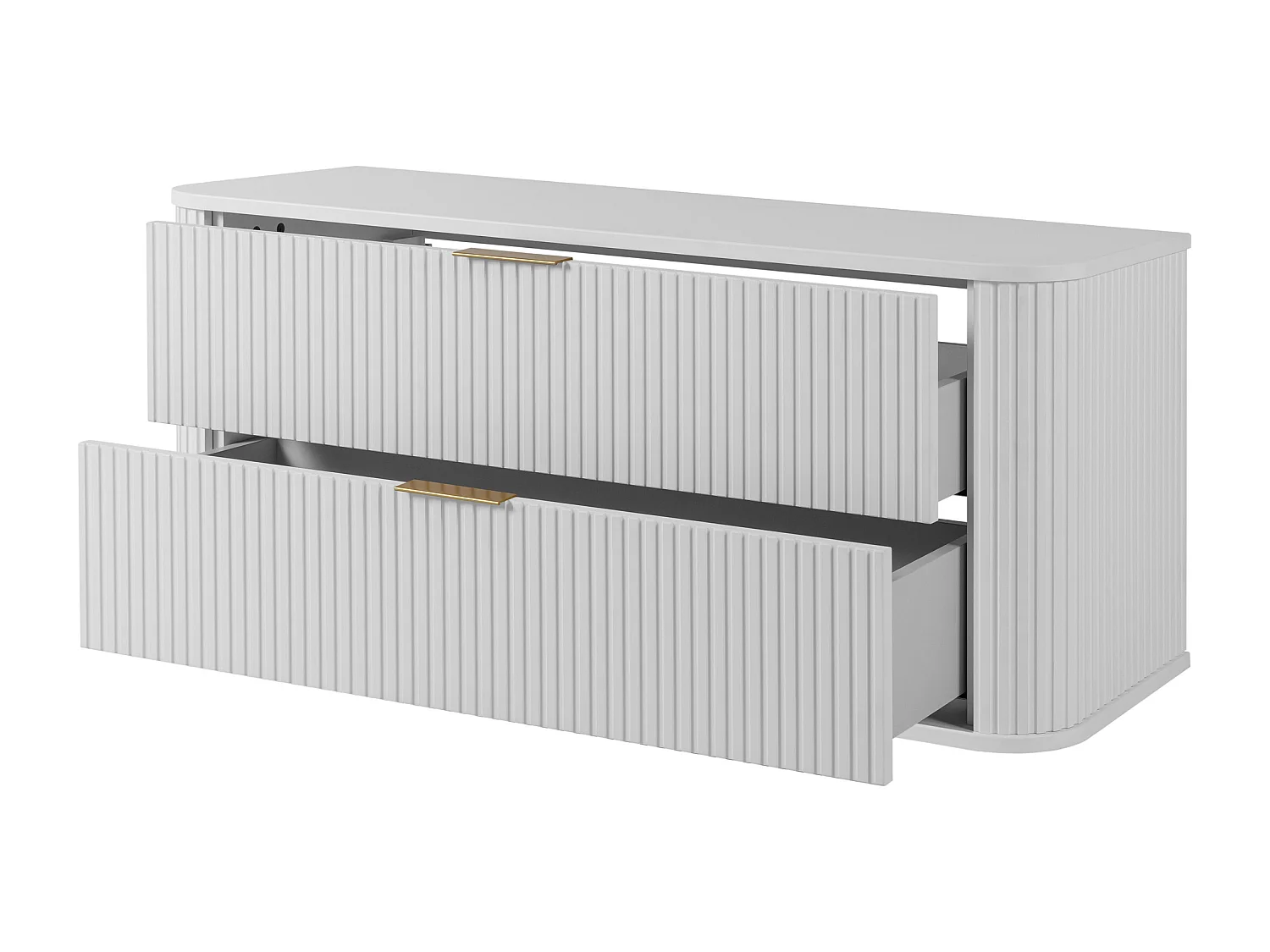 Meuble de salle de bain, Blanc Mat, poignée dorée, 41,5 x 120 x 51,7 cm