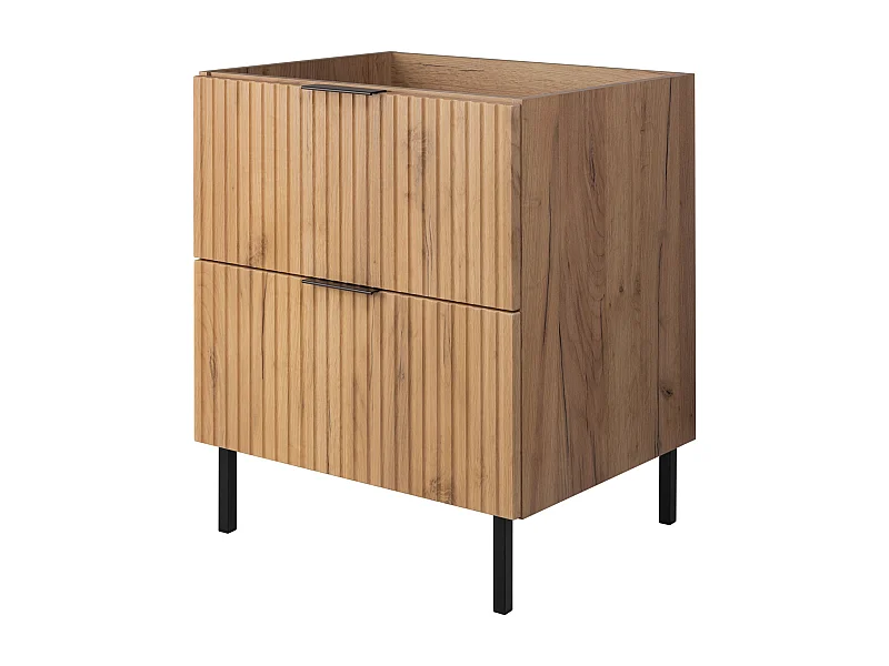 Meuble vasque, Chêne Craft + poignée noire, 60 x 77 x 46 cm, poignée noire, sans plateau