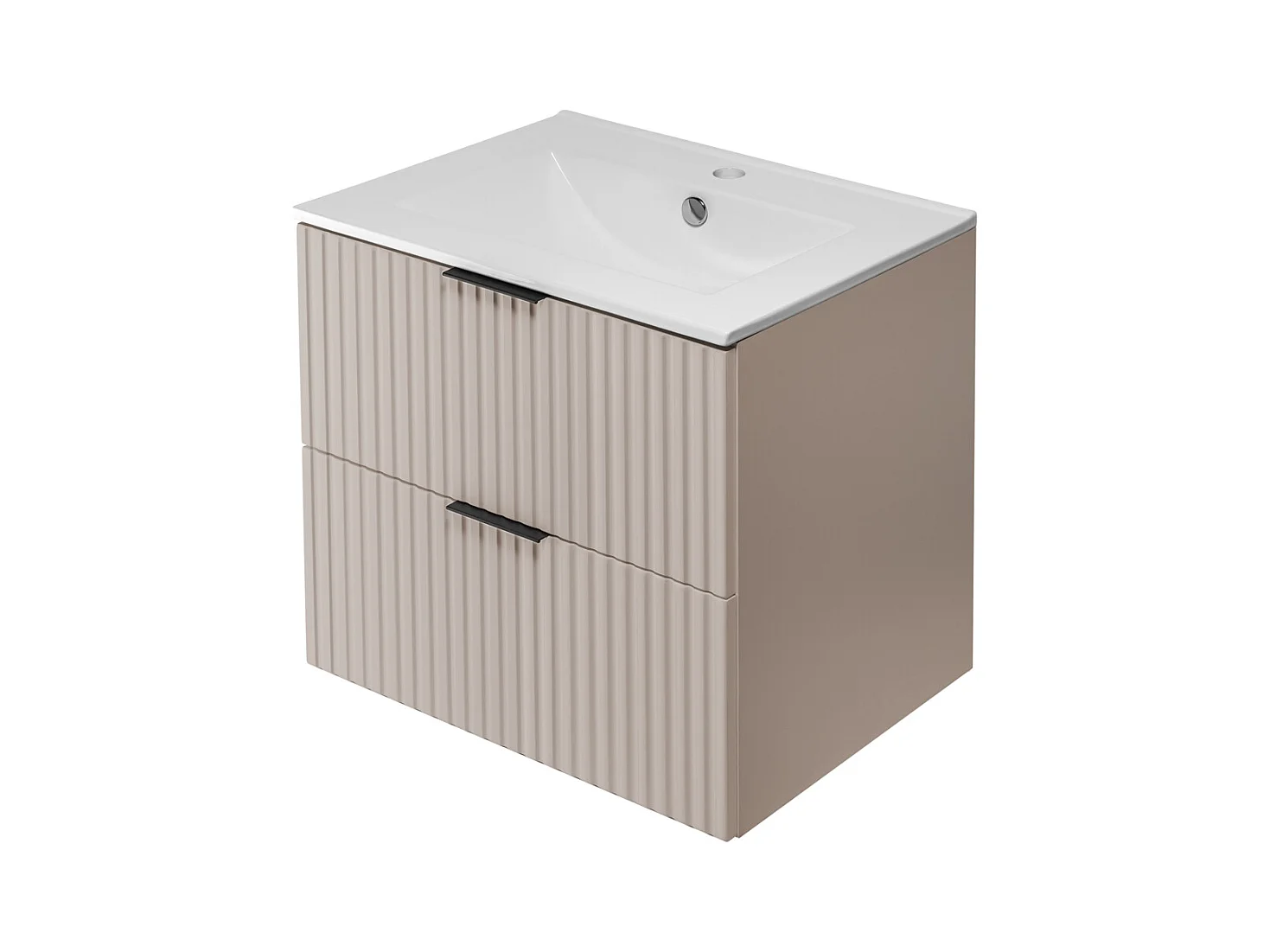 Meuble vasque, Cachemire, 60 x 57 x 46 cm, poignée noire, sans plateau