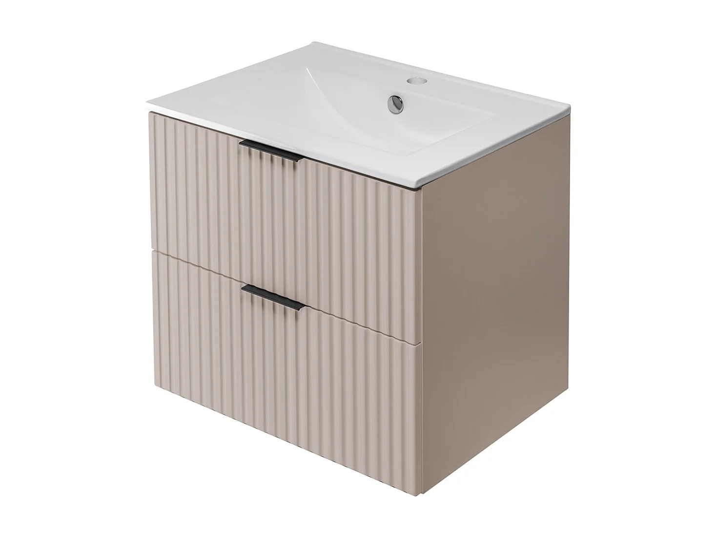 Meuble vasque, Cachemire, 60 x 57 x 46 cm, poignée noire, sans plateau